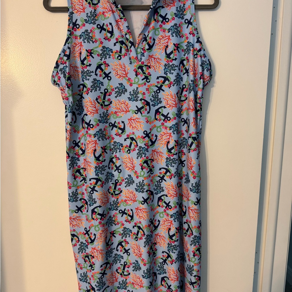 Southwind Apparel Avalon Tossed Anchor  Pattern Dress